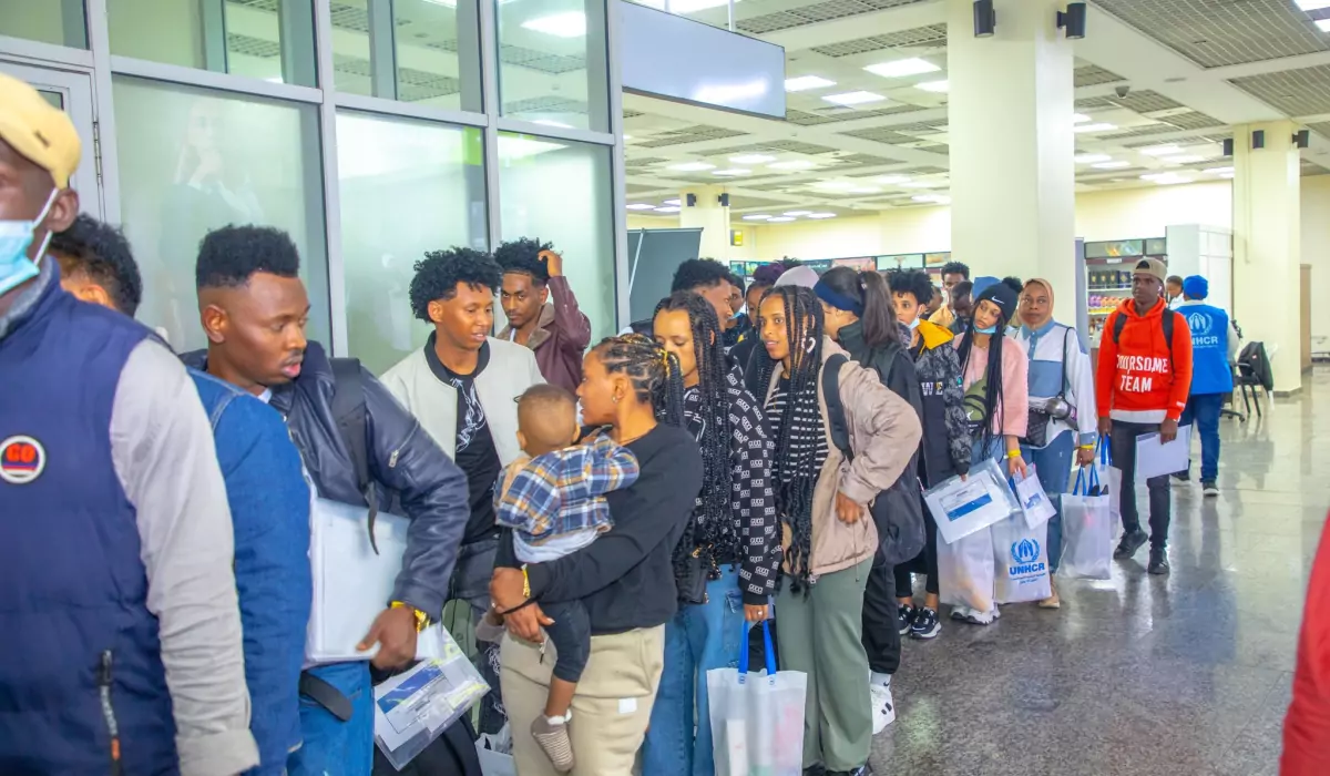 Refugees arrive in Rwanda after being evacuated from Libya